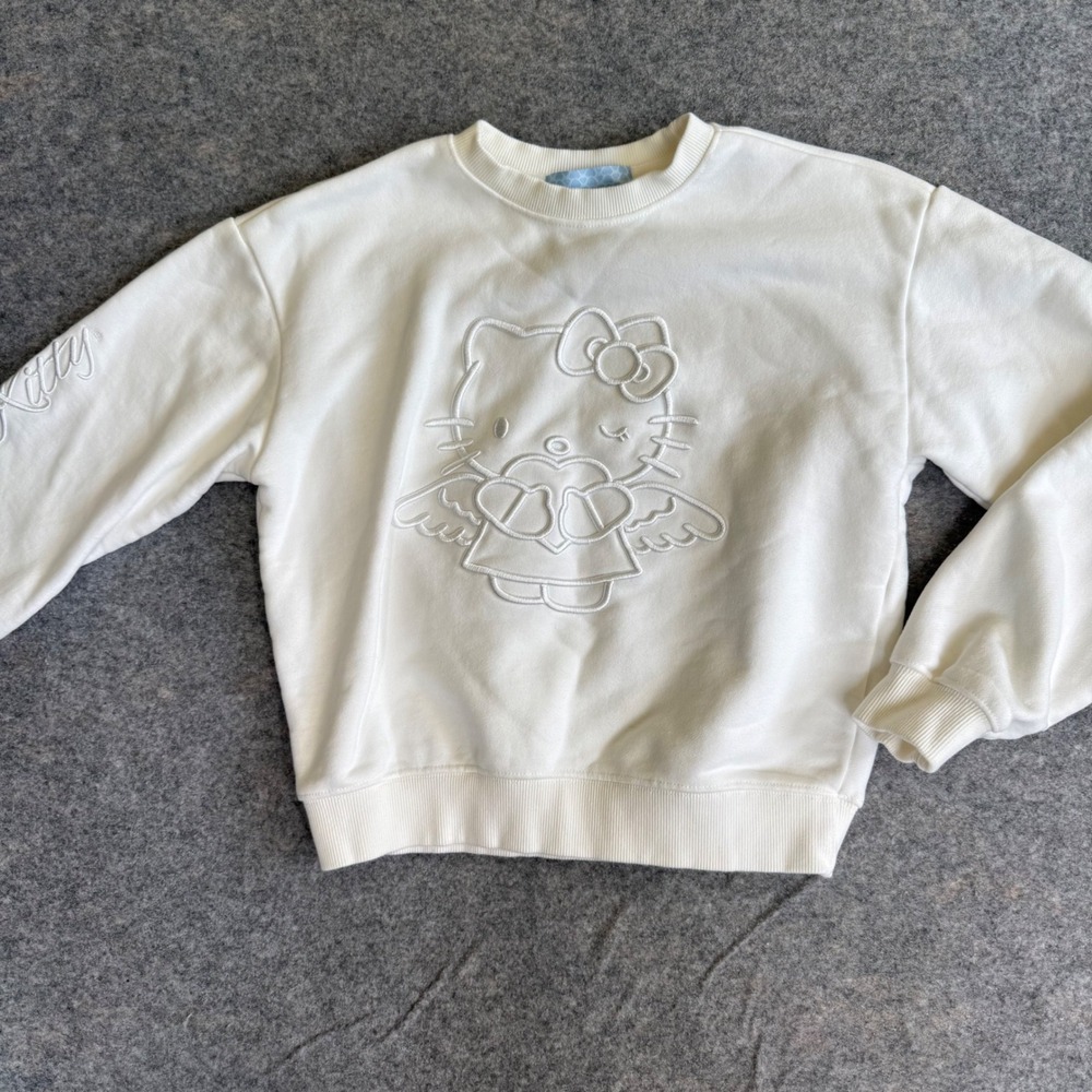 Forever 21 Kids Hello Kitty Angel Embroidered White Sweatshirt Size 13/14